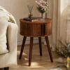 Modern Side Table with Sliding Door Storage Cabinet Nightstand