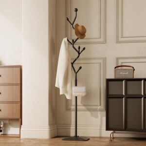 1 Tree Shaped Metal Coat Rack Stand with Hooks Freestanding Organizer