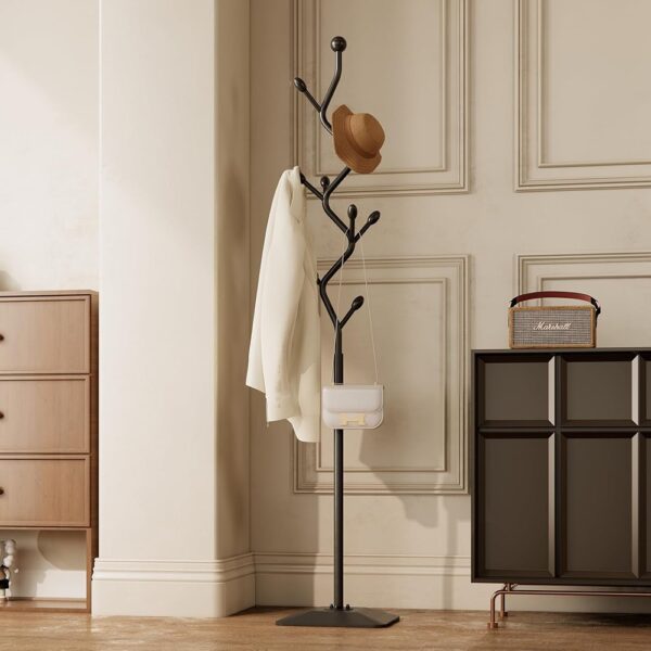 Tree Shaped Metal Coat Rack Stand with Hooks Freestanding Organizer