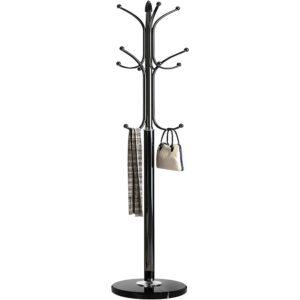 1 Metal Coat Rack Stand with Marble Base Twelve Hook Organizer