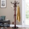 Wooden Coat Rack Stand with Hooks Adjustable Height Freestanding Organizer
