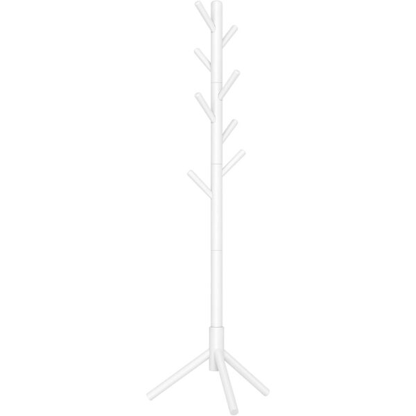 Solid Wood Coat Rack Tree with Hooks Adjustable Height Organizer