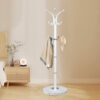 Rotating Metal Coat Rack Stand with Marble Base Hooks