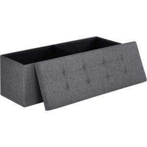 1 Folding Storage Ottoman Bench with Hidden Storage Heavy Duty Gray