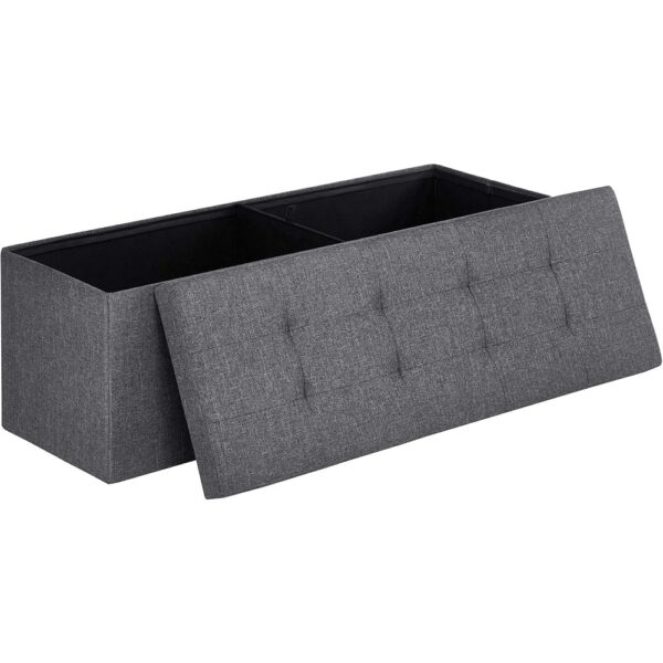 Folding Storage Ottoman Bench with Hidden Storage Heavy Duty Gray