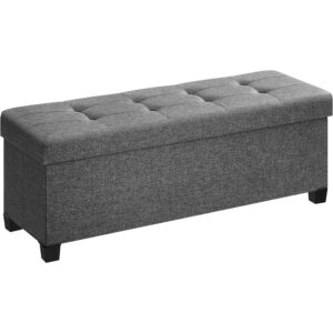 1 Foldable Storage Ottoman Bench with Legs Heavy Duty Slate Gray