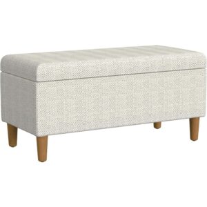 1 Cream Chevron Woven Storage Bench Decorative Upholstered Seating