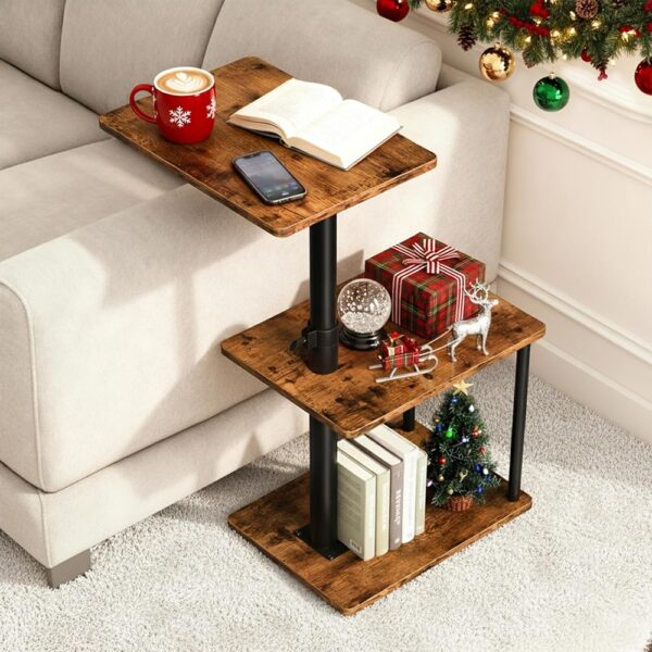 1 Adjustable Swivel C Shaped Side Table with Storage