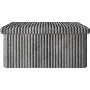 1 Upholstered Folding Storage Bench Tufted Corduroy Fabric Gray