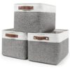Fabric Storage Bins Large Linen Baskets with Handles Organizer