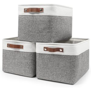 1 Fabric Storage Bins Large Linen Baskets with Handles Organizer