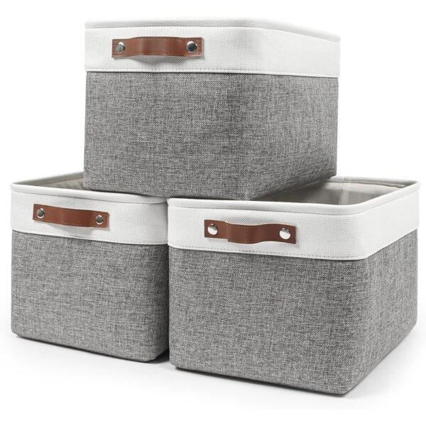 Fabric Storage Bins Large Linen Baskets with Handles Organizer