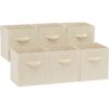 Collapsible Fabric Storage Cubes with Handles Sturdy Organizer Beige