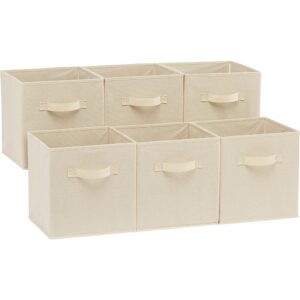 1 Collapsible Fabric Storage Cubes with Handles Sturdy Organizer Beige