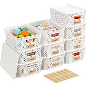 1 Plastic Storage Bins with Lids Stackable Organizer Baskets Set