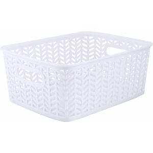 1 Herringbone Storage Bin Basket Organizer for Closet Desk Accessories White