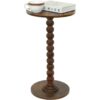 Round Side Table Small Drink Accent Nightstand with Wood Legs
