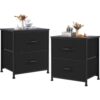 Nightstand Set with Fabric Drawers Small Bedroom Storage End Tables