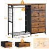 2 Wide Dresser with Hanging Rack Fabric Drawers LED Charging Station