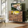 Dresser TV Stand with Drawers Shelves LED Charging Station