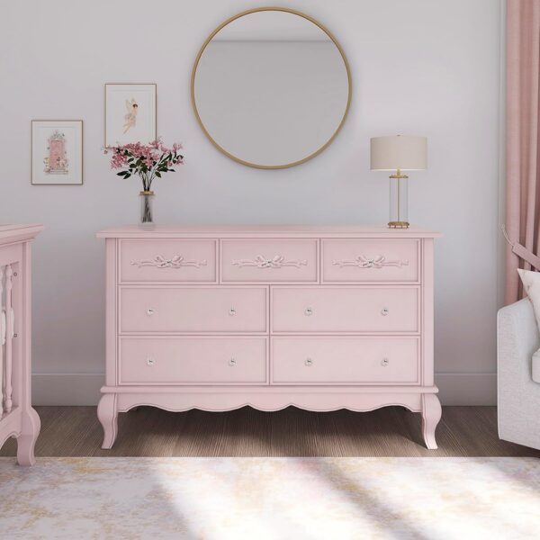 2 Dusty Rose Double Dresser Seven Drawer Bedroom Storage Cabinet