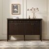 Modern Fluted Wood Sideboard Buffet Storage Cabinet Dark Brown Oak