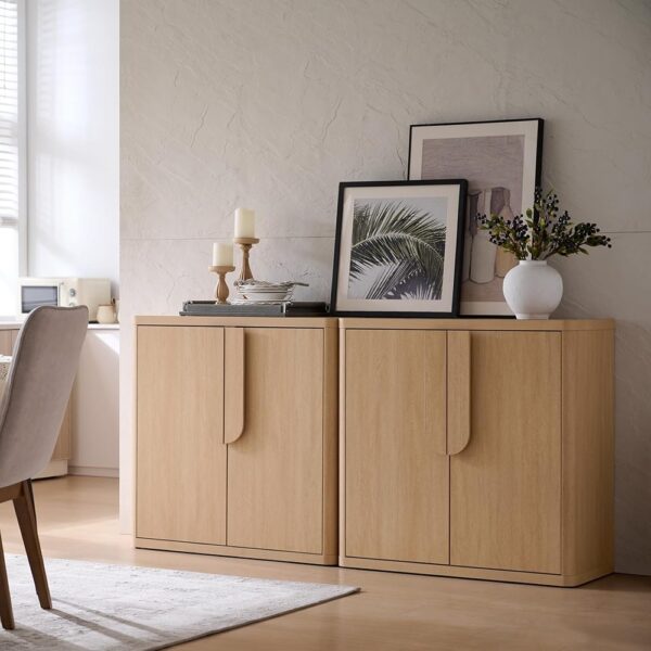 2 Modern Sideboard Buffet Cabinet Four Door Storage with Adjustable Shelves