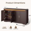 Modern Sideboard Buffet Cabinet with LED Power Storage Four Doors