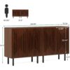 Set Two Sideboard Buffet Cabinets with Storage Adjustable Shelves Brown