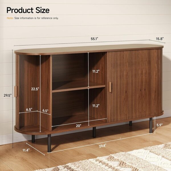 Modern Sideboard Buffet Cabinet Sliding Door Storage Adjustable Shelf Console