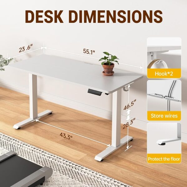 Electric Standing Desk Adjustable Height Workstation for Home Office White