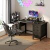 2 Reversible Computer Desk with File Drawers Cabinet Home Office Table
