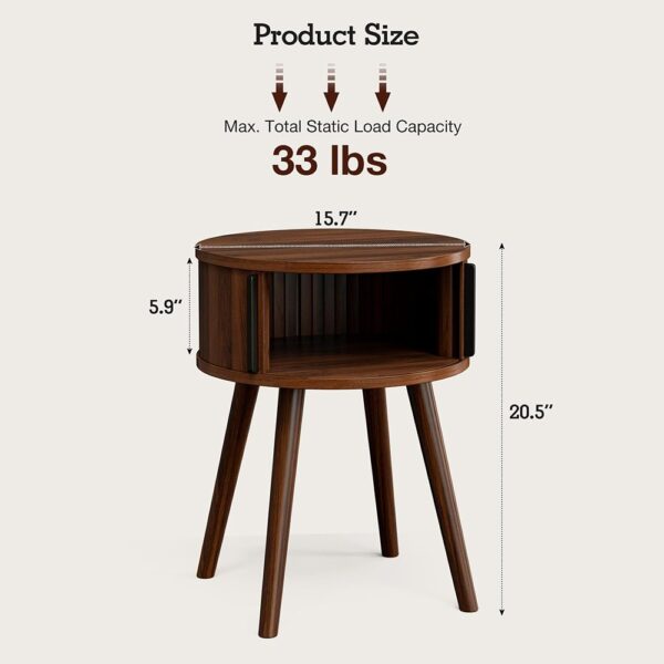 Modern Side Table with Sliding Door Storage Cabinet Nightstand