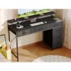 2 Gaming Desk with Drawers LED Lights Power Outlets Storage Workstation