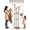 2 Solid Wood Coat Rack Stand with Shelves Hooks Freestanding Organizer