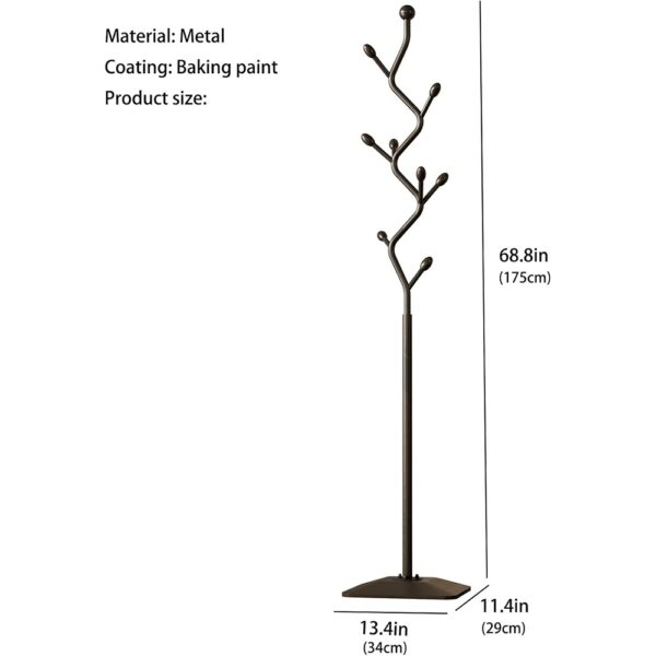 Tree Shaped Metal Coat Rack Stand with Hooks Freestanding Organizer