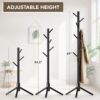 2 Wooden Coat Rack Stand Tree with Hooks Adjustable Height Organizer