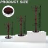Wooden Coat Rack Stand with Hooks Adjustable Height Freestanding Organizer