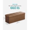 Folding Storage Ottoman Bench Synthetic Leather Heavy Duty Brown