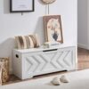 Large Wooden Storage Bench with Safety Hinges Entryway White