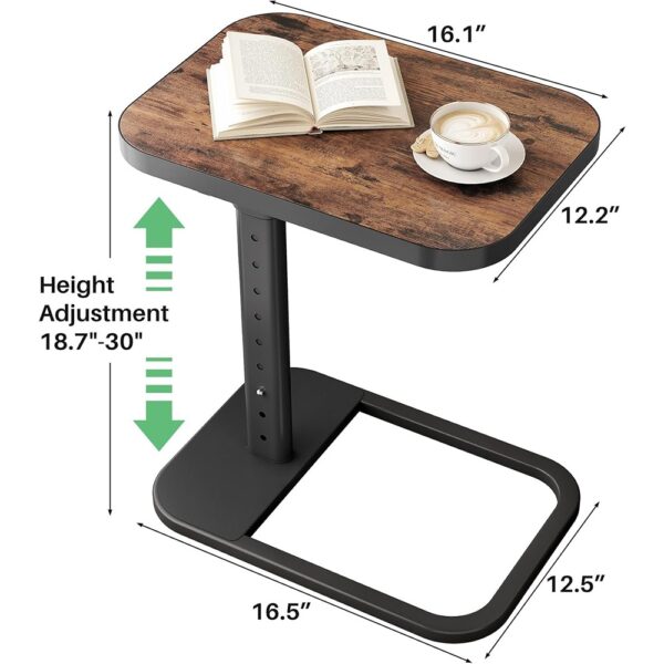 2 Adjustable TV Tray Table Flip Top C Shaped Side Table