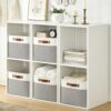Fabric Storage Bins Large Linen Baskets with Handles Organizer