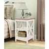 2 Farmhouse Nightstand Set Two Three Tier Side Tables White