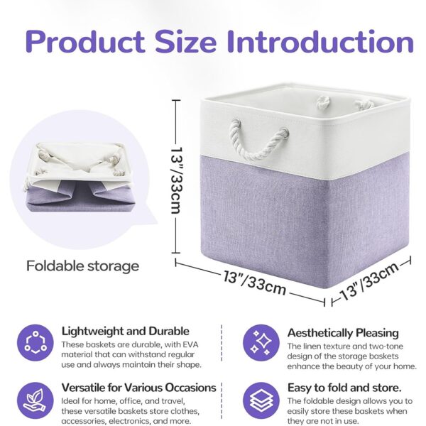 Fabric Storage Cube Bins Foldable Organizer with Handles Set