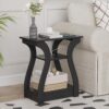 Black End Table Set with Charging Station USB Shelf Storage