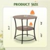 Round Side Table with Storage Shelves Metal Frame Nightstand