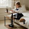 3 Adjustable Swivel C Shaped Side Table with Storage