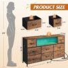 Dresser TV Stand with Drawers Shelves LED Charging Station