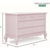 3 Dusty Rose Double Dresser Seven Drawer Bedroom Storage Cabinet