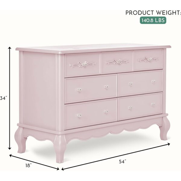 3 Dusty Rose Double Dresser Seven Drawer Bedroom Storage Cabinet